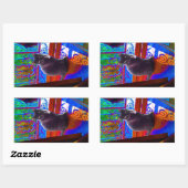 Sticker Rectangulaire Gardes de Chat Noir une porte psychédélique (Feuille)