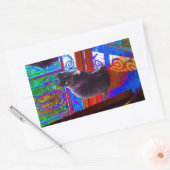 Sticker Rectangulaire Gardes de Chat Noir une porte psychédélique (Enveloppe)