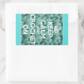 Sticker Rectangulaire Gardez le calme et le Crochet sur le bleu (Sac)