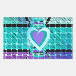 Sticker Rectangulaire Gardez-le simple : Cyan Heart & Clarity Art Motif