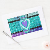 Sticker Rectangulaire Gardez-le simple : Cyan Heart & Clarity Art Motif (Enveloppe)