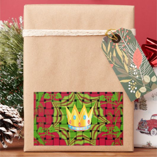 Sticker Rectangulaire Gardez-le simple : Gratuit Rouge Tissé imprimé Flo (vacances)