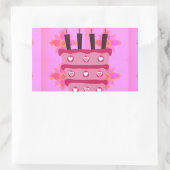 Sticker Rectangulaire Gâteau d'anniversaire floral pour elle / Filles Ar (Sac)