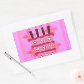 Sticker Rectangulaire Gâteau d'anniversaire floral pour elle / Filles Ar (Enveloppe)