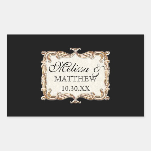 Sticker Rectangulaire Gatsby Art Déco Nouveau dentelle Faux Gold Tulip (Devant)
