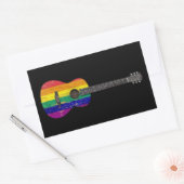 Sticker Rectangulaire Gay pride arc-en-ciel usé drapeau guitare acoustiq (Enveloppe)