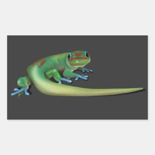Sticker Rectangulaire Gecko mignon ( vous me parlez ? Regarder en arrièr (Devant)