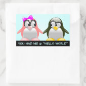 Sticker Rectangulaire Geek informatique Valentine : Programmation Langue (Sac)