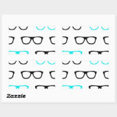Sticker Rectangulaire geek lunettes bleu geek (Feuille)