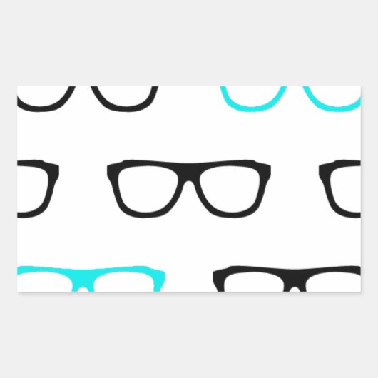 Sticker Rectangulaire geek lunettes bleu geek (Devant)