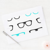 Sticker Rectangulaire geek lunettes bleu geek (Enveloppe)