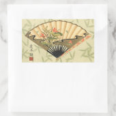 Sticker Rectangulaire Geisha Fan avec Feuille et Floral Print (Sac)