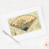 Sticker Rectangulaire Geisha Fan avec Feuille et Floral Print (Enveloppe)