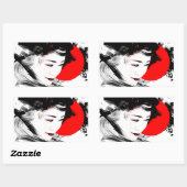 Sticker Rectangulaire Geisha japonais (Feuille)