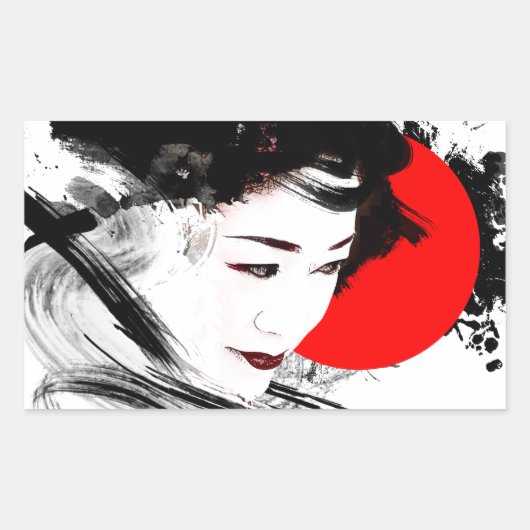 Sticker Rectangulaire Geisha japonais (Devant)