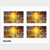 Sticker Rectangulaire Gel de neige doré glacé d'hiver (Feuille)