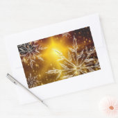 Sticker Rectangulaire Gel de neige doré glacé d'hiver (Enveloppe)