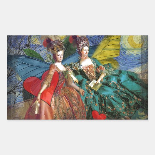 Sticker Rectangulaire Gemini gothique classique femme papillon Whimsical (Devant)