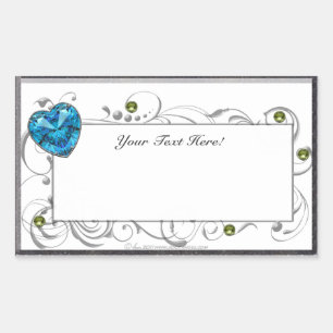 Sticker Rectangulaire Gemme de cœur bleu