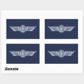 Sticker Rectangulaire Général Air Pilote Chrome Comme Ailes Compass (Feuille)