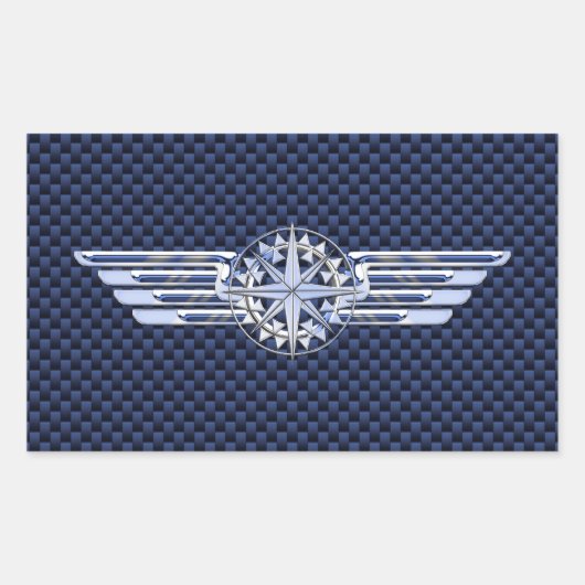 Sticker Rectangulaire Général Air Pilote Chrome Comme Ailes Compass (Devant)