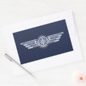 Sticker Rectangulaire Général Air Pilote Chrome Comme Ailes Compass (Enveloppe)