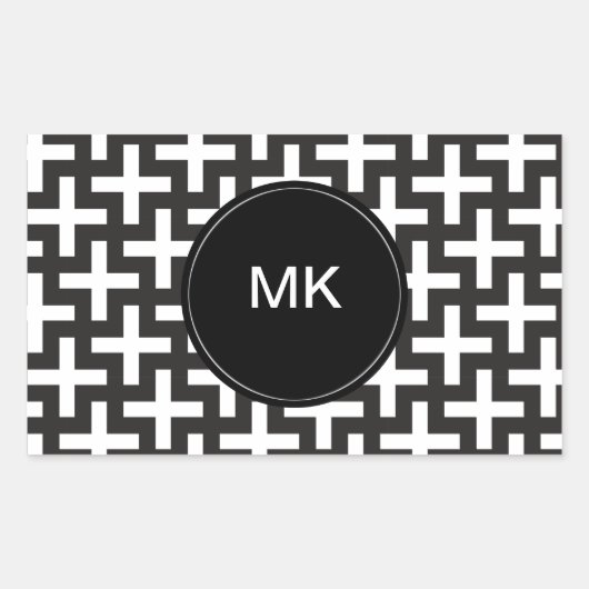 Sticker Rectangulaire Géométrie noir et blanc (Devant)