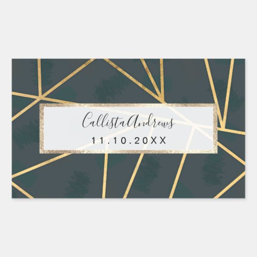 Sticker Rectangulaire Géométrique moderne Gold Green Brusch (Devant)
