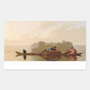 Sticker Rectangulaire George Caleb Bingham - Les traders De Fourrures De