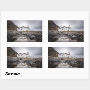 Sticker Rectangulaire Gimsoy Church Lofoten Norvège