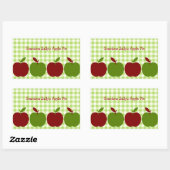 Sticker Rectangulaire Gingham et Pommes (Feuille)