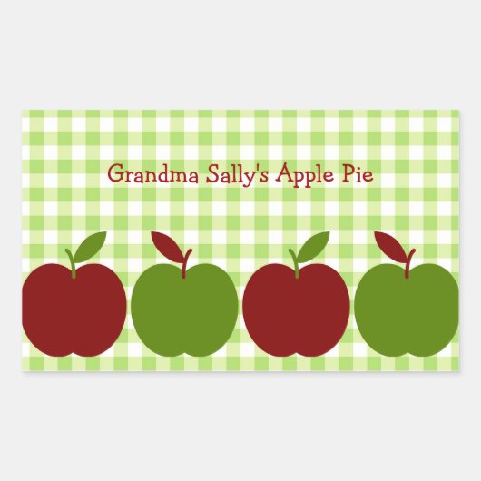 Sticker Rectangulaire Gingham et Pommes (Devant)