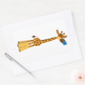 Sticker Rectangulaire Giraffe de cartons mignons et Stick aux fleurs (Enveloppe)
