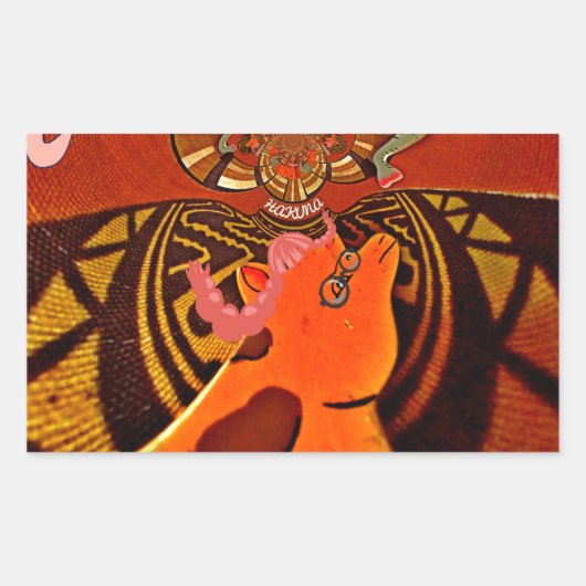 Sticker Rectangulaire Giraffe drôle : Un charme africain kaléidoscopique (Devant)