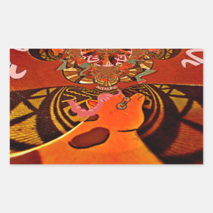 Sticker Rectangulaire Giraffe drôle : Un charme africain kaléidoscopique