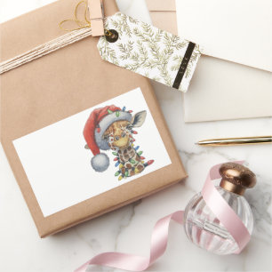 Sticker Rectangulaire Giraffe Festive
