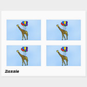 Sticker Rectangulaire Giraffe Portée Par Des Ballons (Feuille)