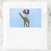 Sticker Rectangulaire Giraffe Portée Par Des Ballons (Sac)