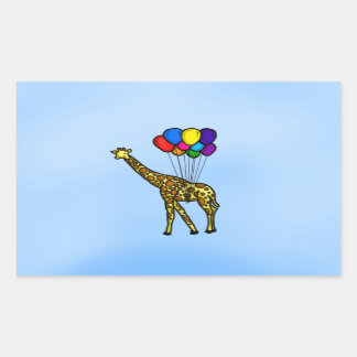 Sticker Rectangulaire Giraffe Portée Par Des Ballons