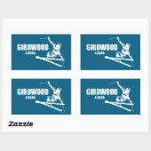 Sticker Rectangulaire Girdwood Alaska Skier (Feuille)