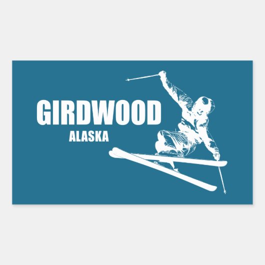 Sticker Rectangulaire Girdwood Alaska Skier (Devant)