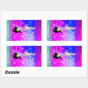 Sticker Rectangulaire Girls Gymnastique Sparkle Gymnaste en Léotard
