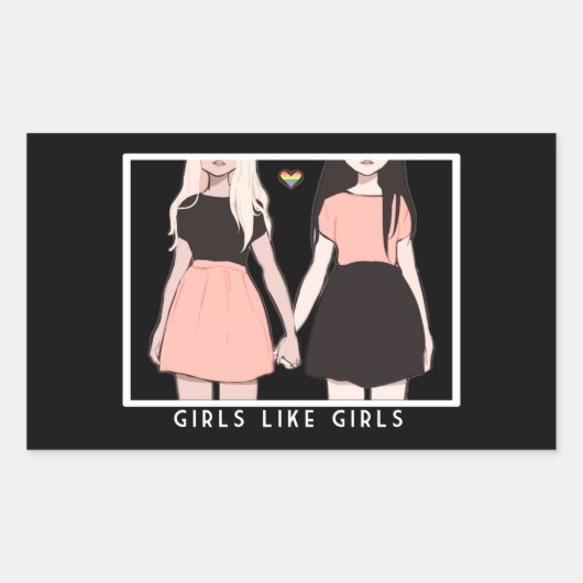 Sticker Rectangulaire girls like girls (Devant)