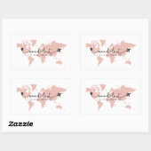 Sticker Rectangulaire Girls mignon rose Wanderlust World Script de Voyag (Feuille)