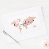 Sticker Rectangulaire Girls mignon rose Wanderlust World Script de Voyag (Enveloppe)