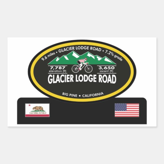 STICKER RECTANGULAIRE GLACIER LODGE ROAD - GRANDE PINE, CA - "TROPHE OVA (Devant)