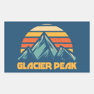 Sticker Rectangulaire Glacier Peak Rétro Turquoise