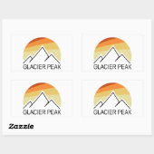 Sticker Rectangulaire Glacier Peak Washington Retro (Feuille)
