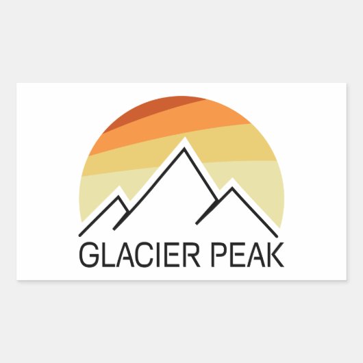 Sticker Rectangulaire Glacier Peak Washington Retro (Devant)