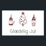 Sticker Rectangulaire Glædelig jul, Danish Happy Christmas<br><div class="desc">Glædelig jul,  Danish Happy Christmas Sticker with fun festive design and Danish language Christmas greeting.</div>